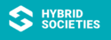 Banner in der Farbe türkis mit dem Schriftzug "Hybrid Societies" und weißen Logo